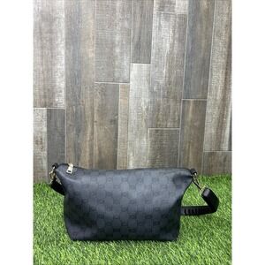 Black Faux Leather Crossbody Bag Gold Hardware Minimalist Chic Purse